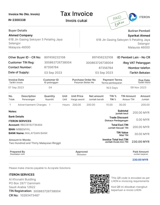 Invoice preview