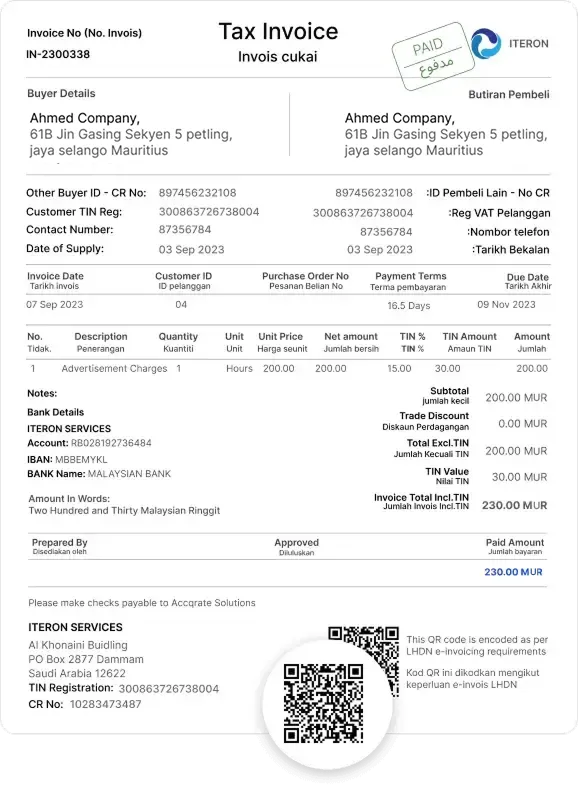 Invoice preview